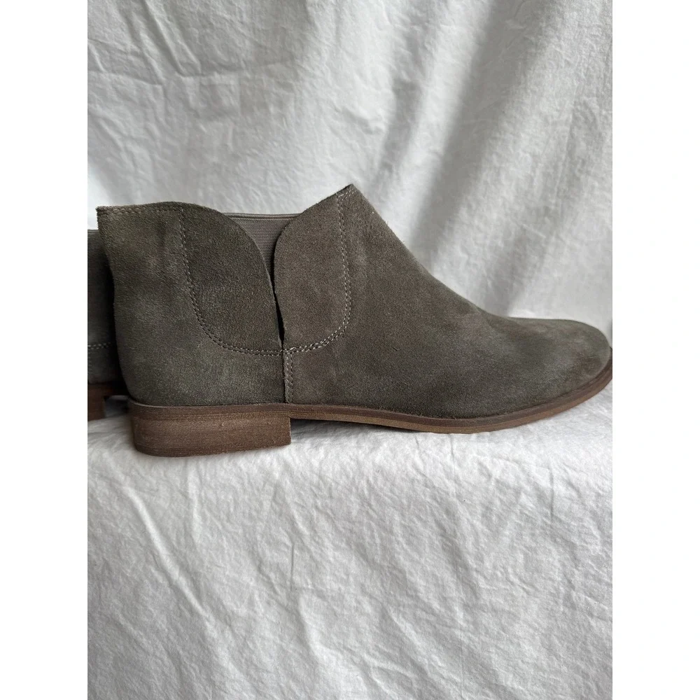 Splendid Suede Ankle‎ Boots Taupe Grey Side Cutout Low Heel Booties Mens